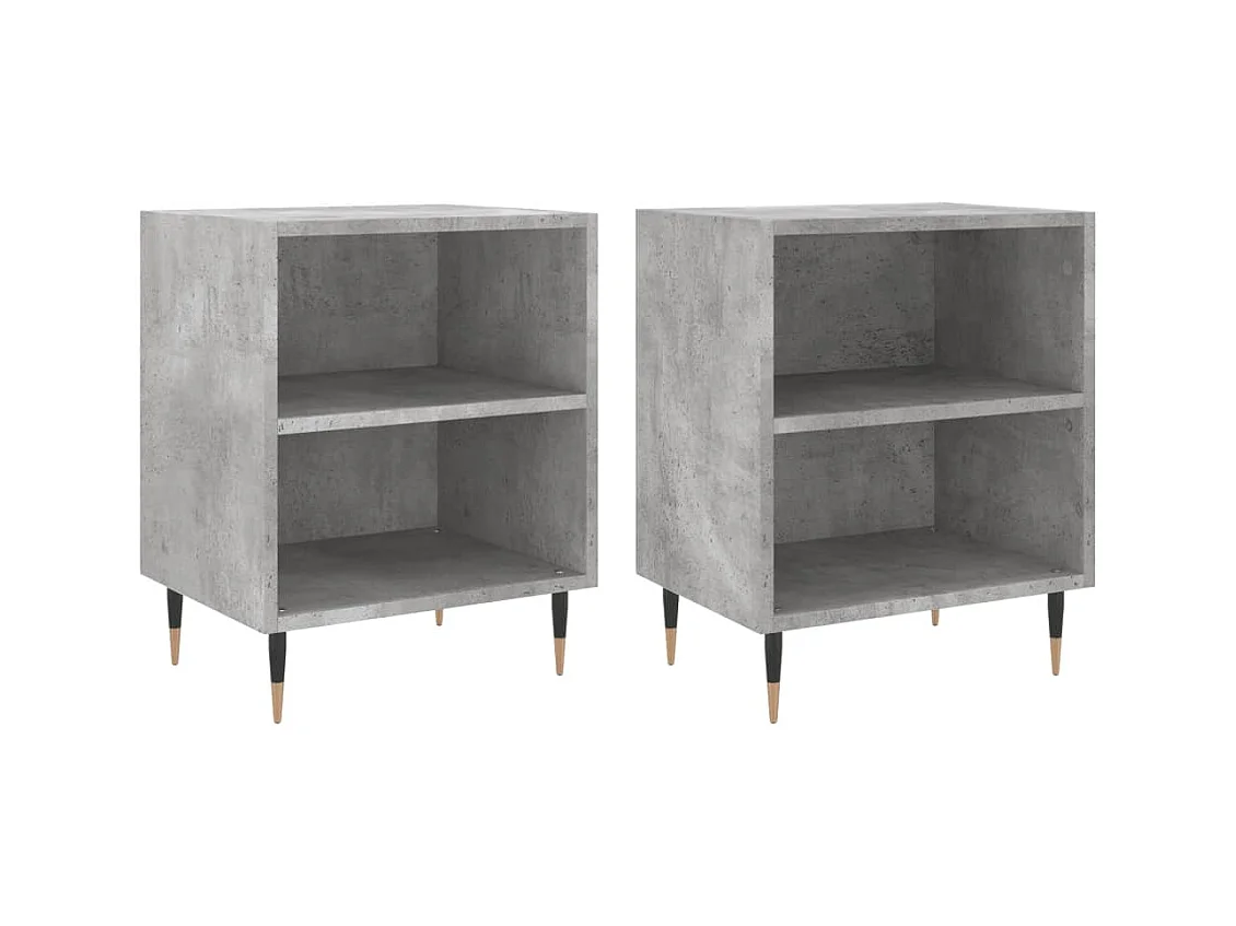 Oguz  Tables de chevet 2 pcs gris béton 40x30x50 cm bois d'ingénierie