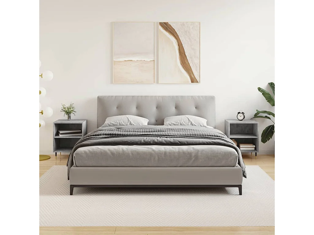 Oguz  Tables de chevet 2 pcs gris béton 40x30x50 cm bois d'ingénierie