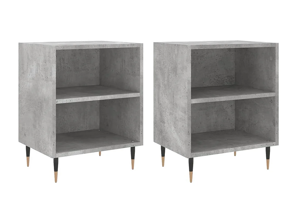 Oguz  Tables de chevet 2 pcs gris béton 40x30x50 cm bois d'ingénierie