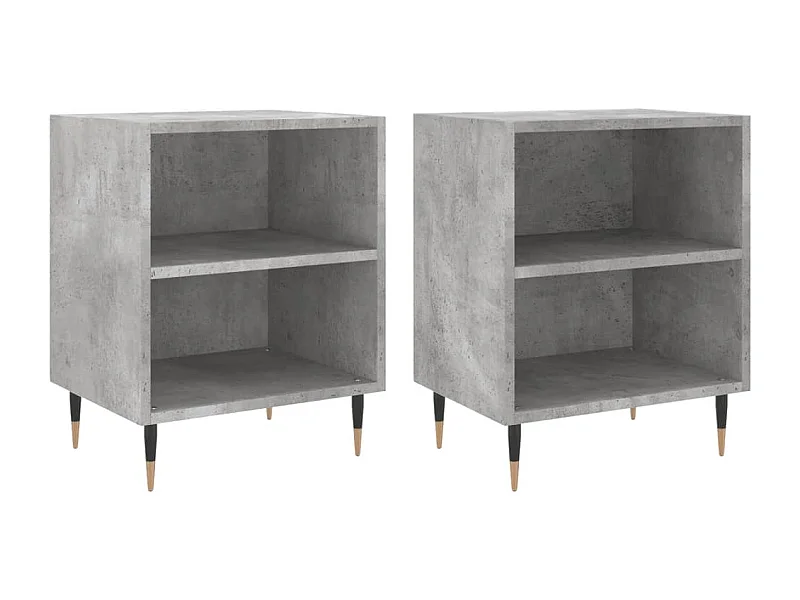 Oguz  Tables de chevet 2 pcs gris béton 40x30x50 cm bois d'ingénierie