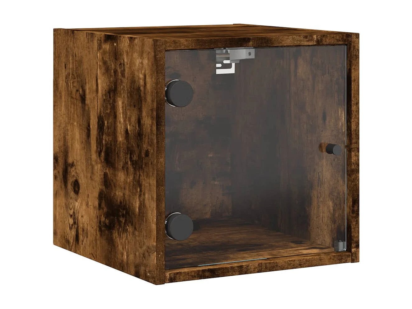 Nihat  Table de chevet avec porte en verre chêne fumé 35x37x35 cm