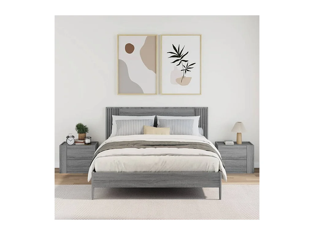 Dayton  Tables de chevet murales 2 pcs sonoma gris 45x30x35 cm