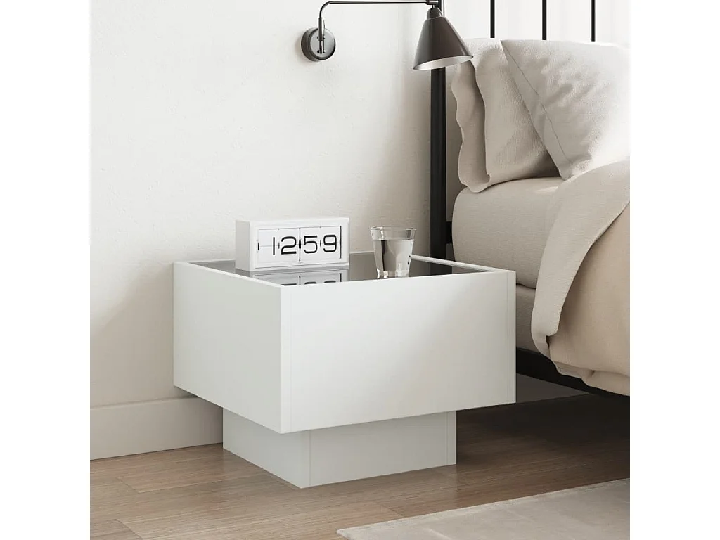 Myrla  Table de chevet avec LED infini blanc 40x40x30 cm