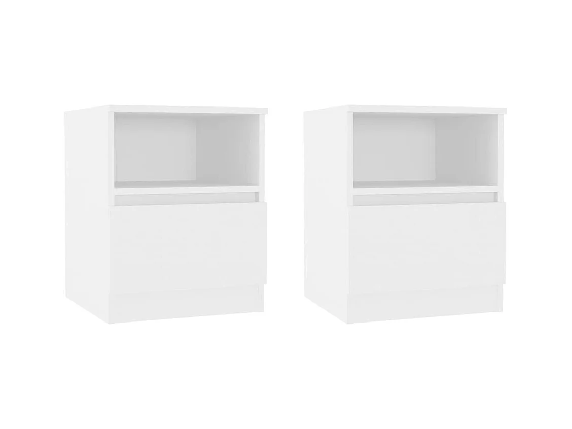 Wouter  Tables de chevet 2 pcs Blanc 40x40x50 cm Aggloméré