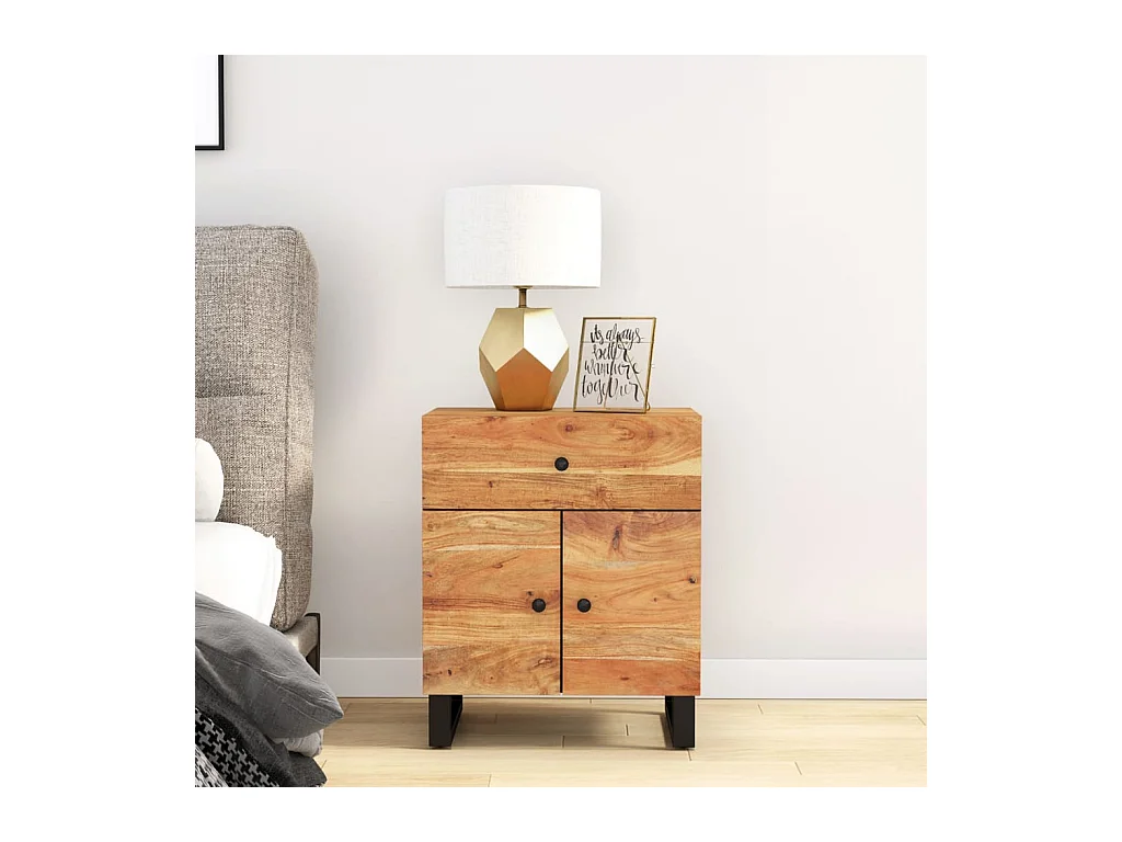 Bondy  Table de chevet 50x33x60cm Bois d'acacia solide et d'ingénierie