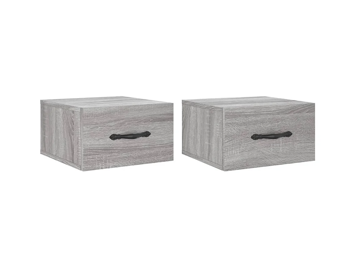 Carbon Hill  Tables de chevet murales 2 pcs sonoma gris 35x35x20 cm