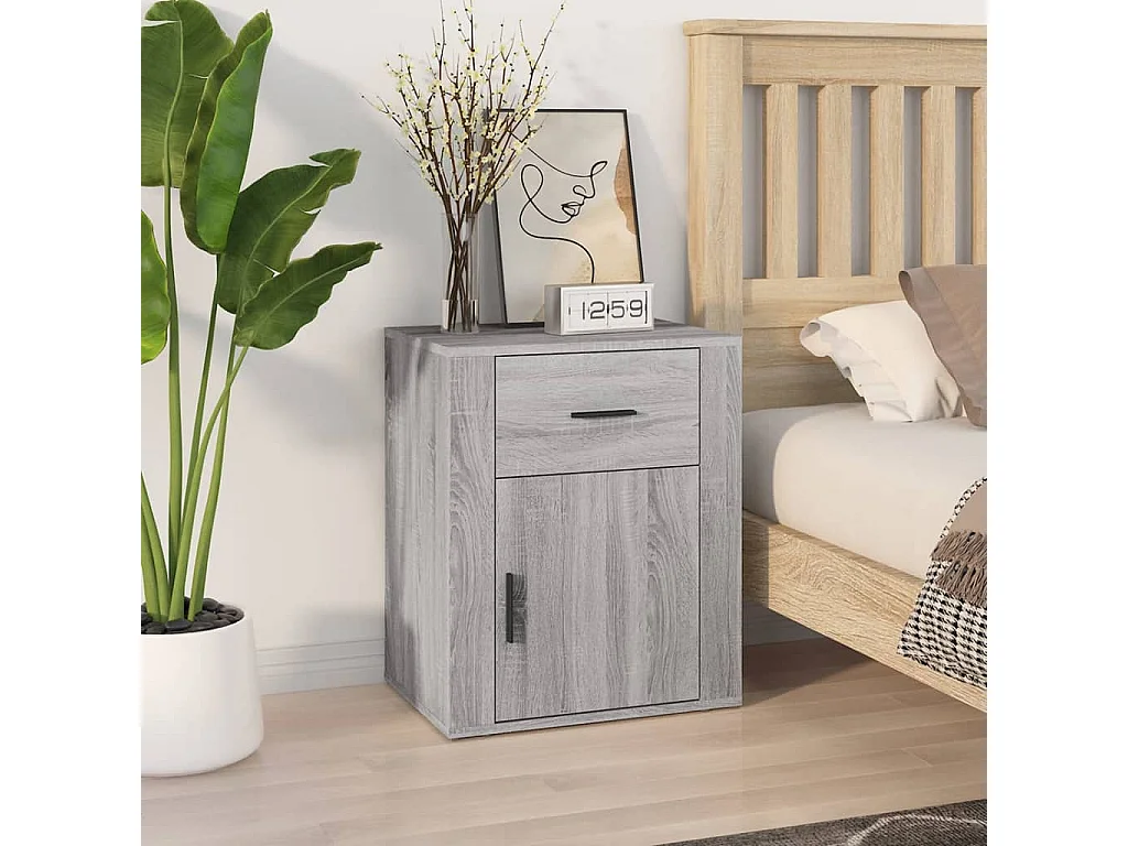 Arkport  Table de chevet Sonoma gris 50x36x60 cm Bois d'ingénierie