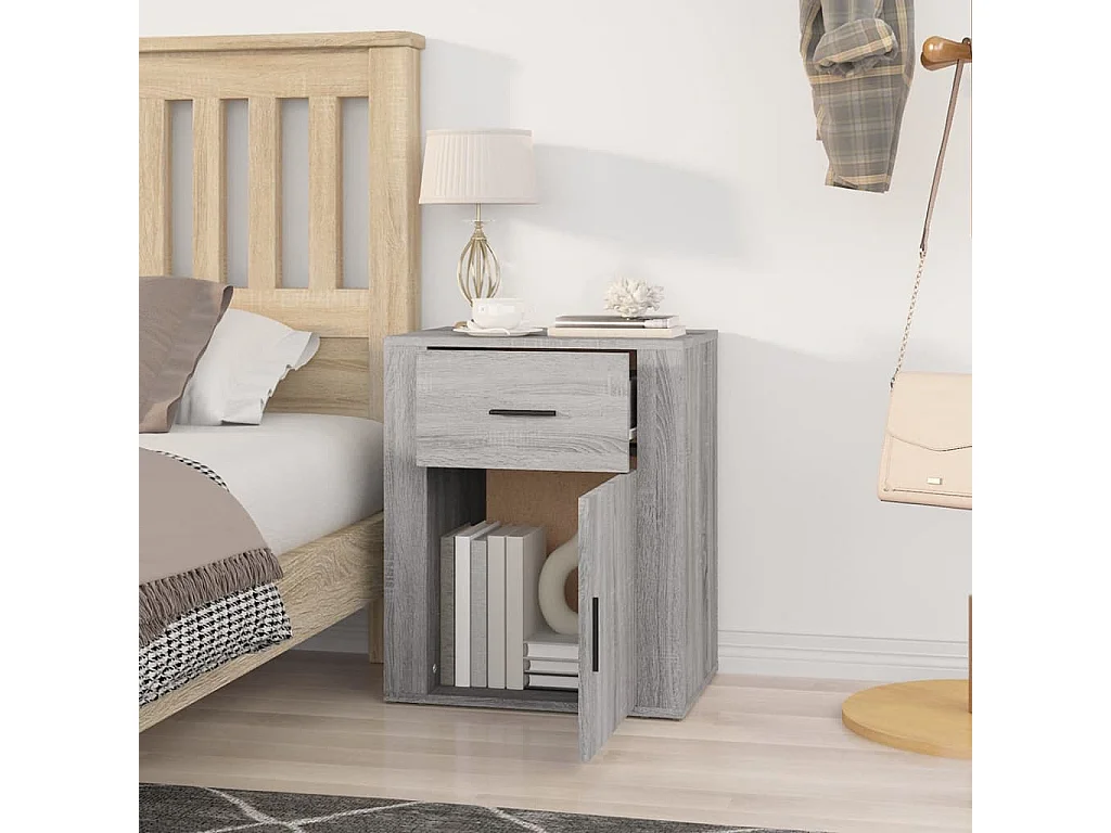 Arkport  Table de chevet Sonoma gris 50x36x60 cm Bois d'ingénierie