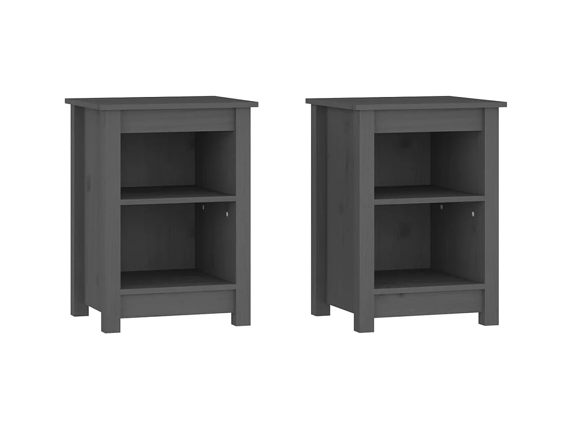 Waldoboro  Tables de chevet 2 pcs Gris 40x35x55 cm Bois de pin solide