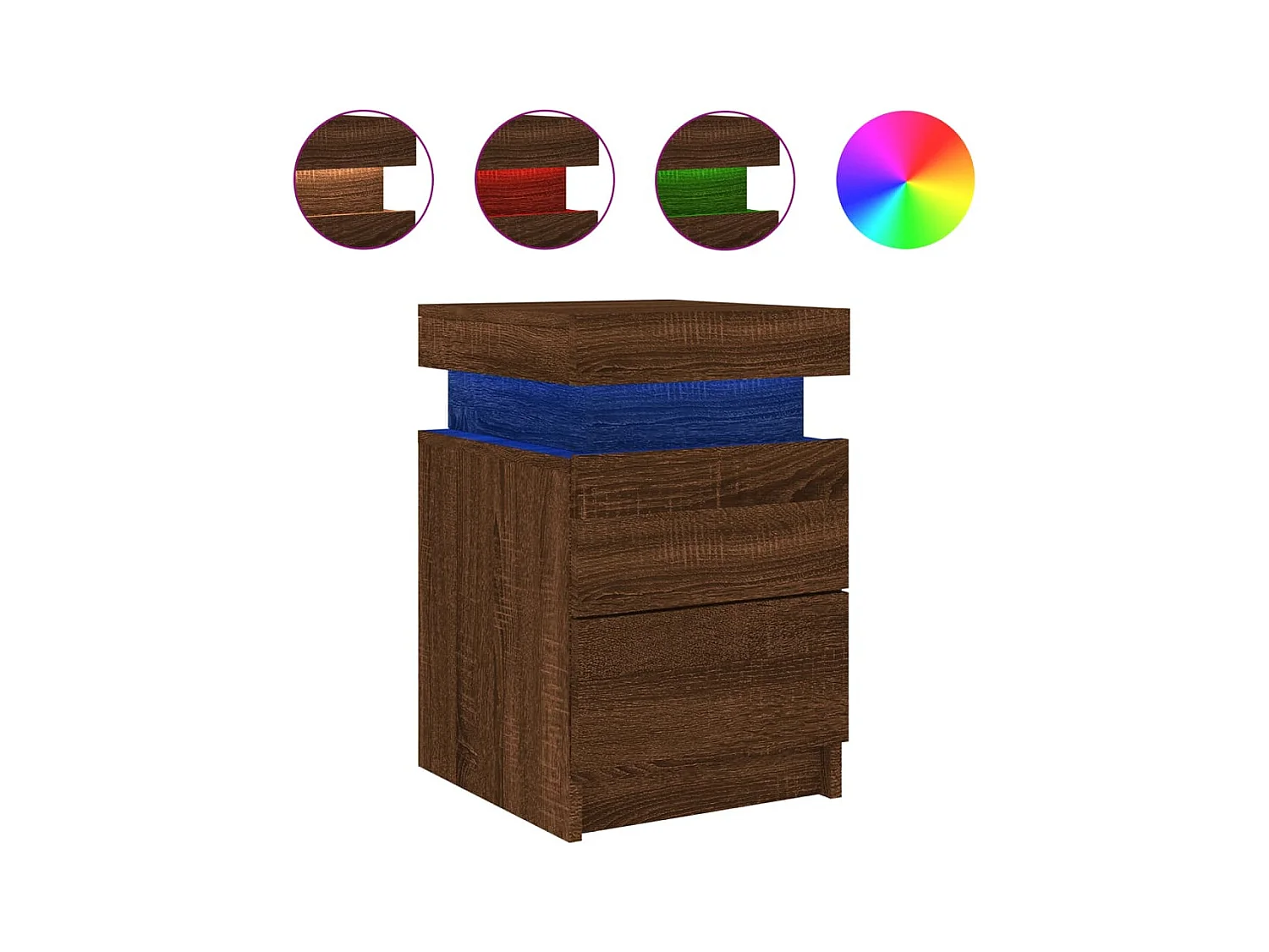 Barry John  Tables de chevet et lumières LED 2 pcs chêne marron 35x39x55 cm