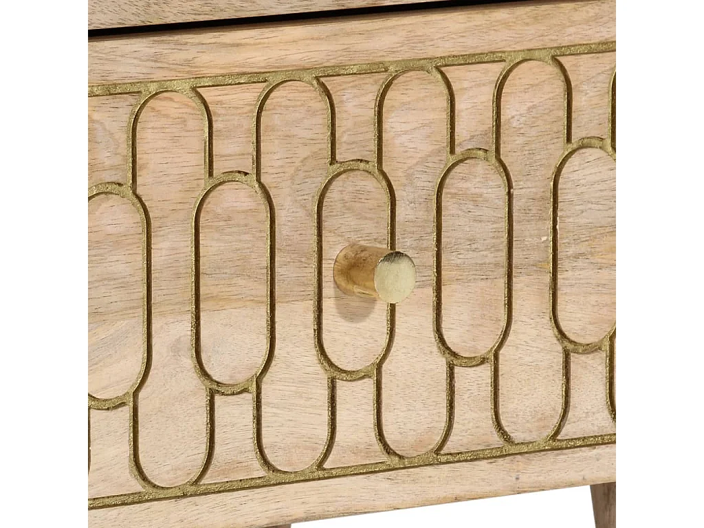 Fryrda  Comodino 40x33x46 cm in Legno Massello di Mango
