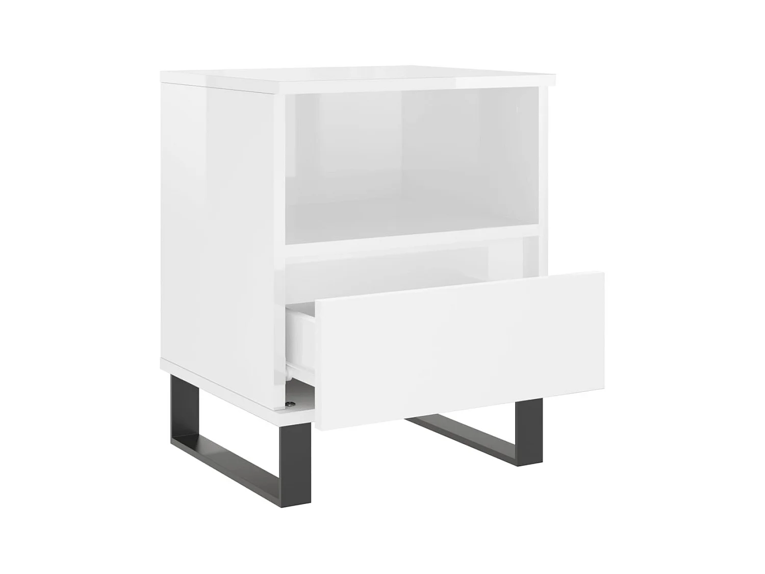 Pau  Table de chevet Blanc brillant 40x35x50 cm Bois d’ingénierie