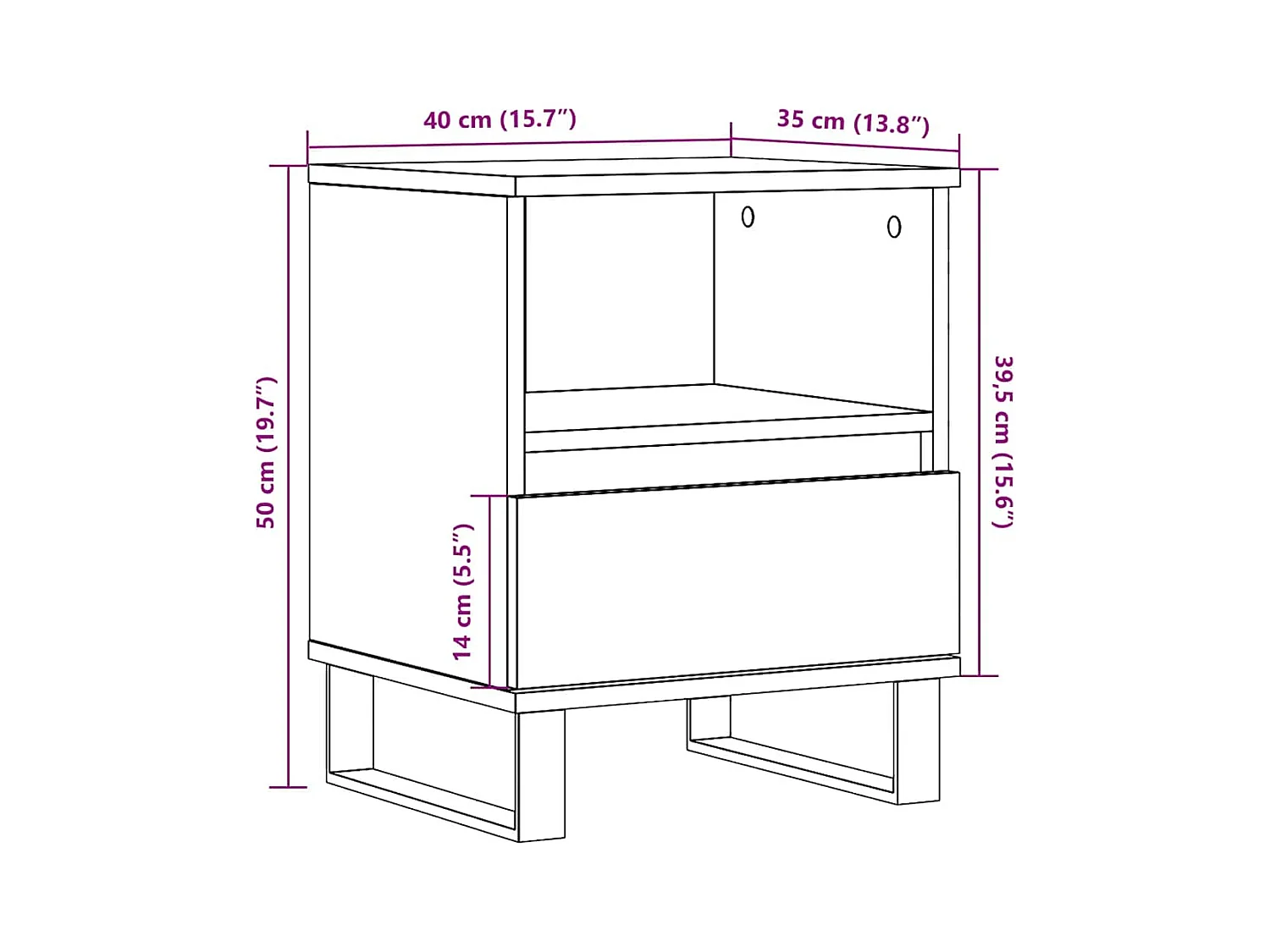 Pau  Table de chevet Blanc brillant 40x35x50 cm Bois d’ingénierie