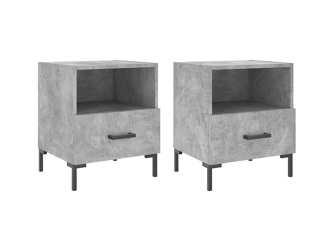 Paul-Henri  Tables de chevet 2pcs gris béton 40x35x47,5cm bois d’ingénierie