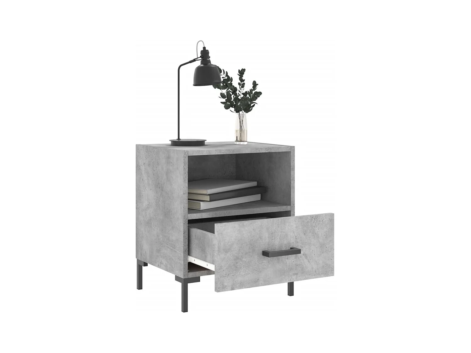 Paul-Henri  Tables de chevet 2pcs gris béton 40x35x47,5cm bois d’ingénierie