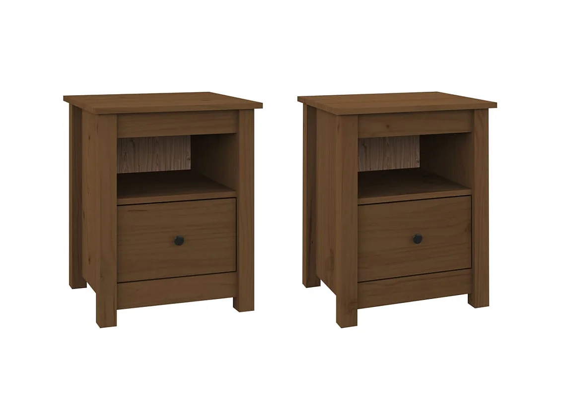 Aldino  Tables de chevet 2pcs Marron miel 40x35x49cm Bois de pin massif