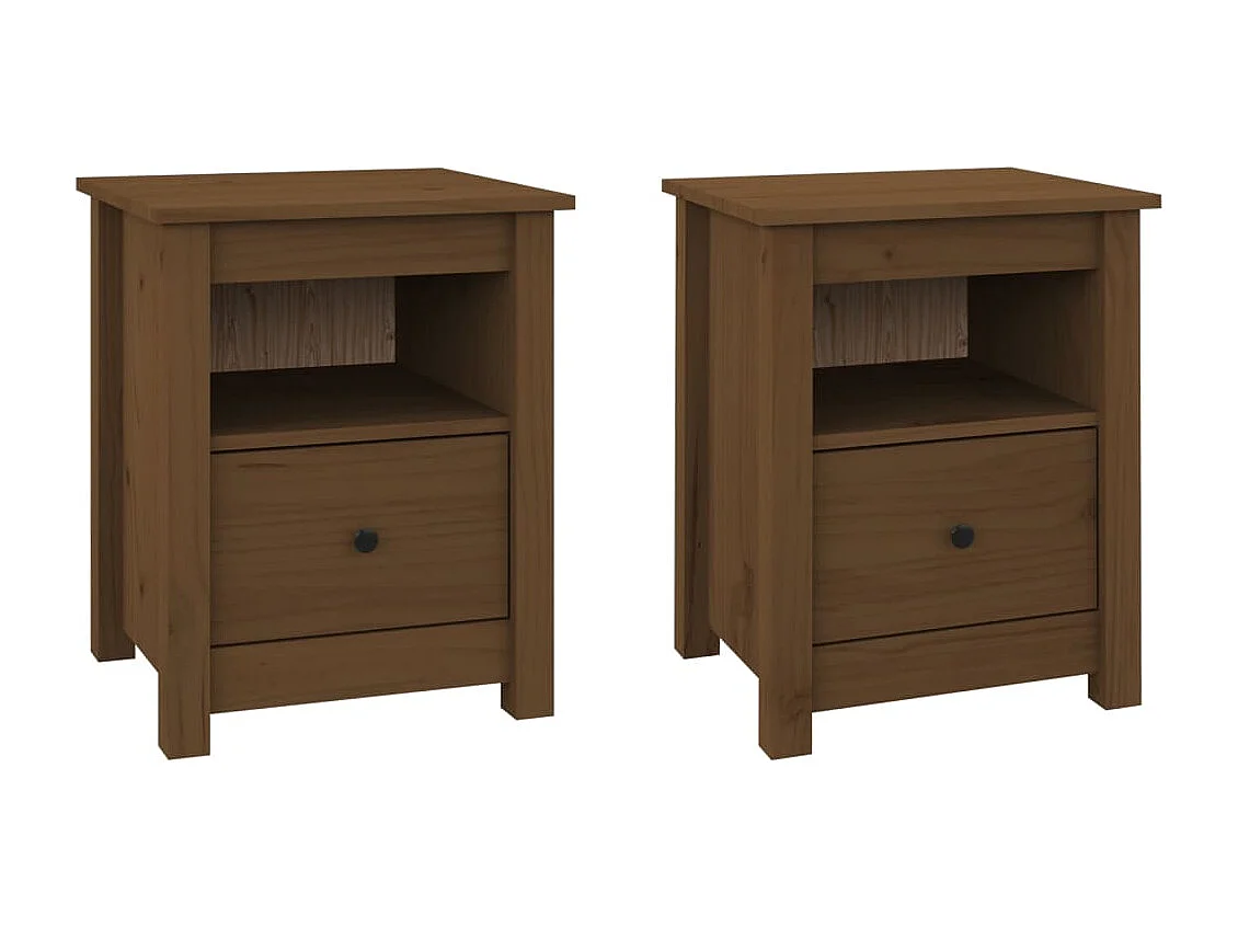 Aldino  Nachttische 2 Stk. Honigbraun 40x35x49 cm Massivholz Kiefer