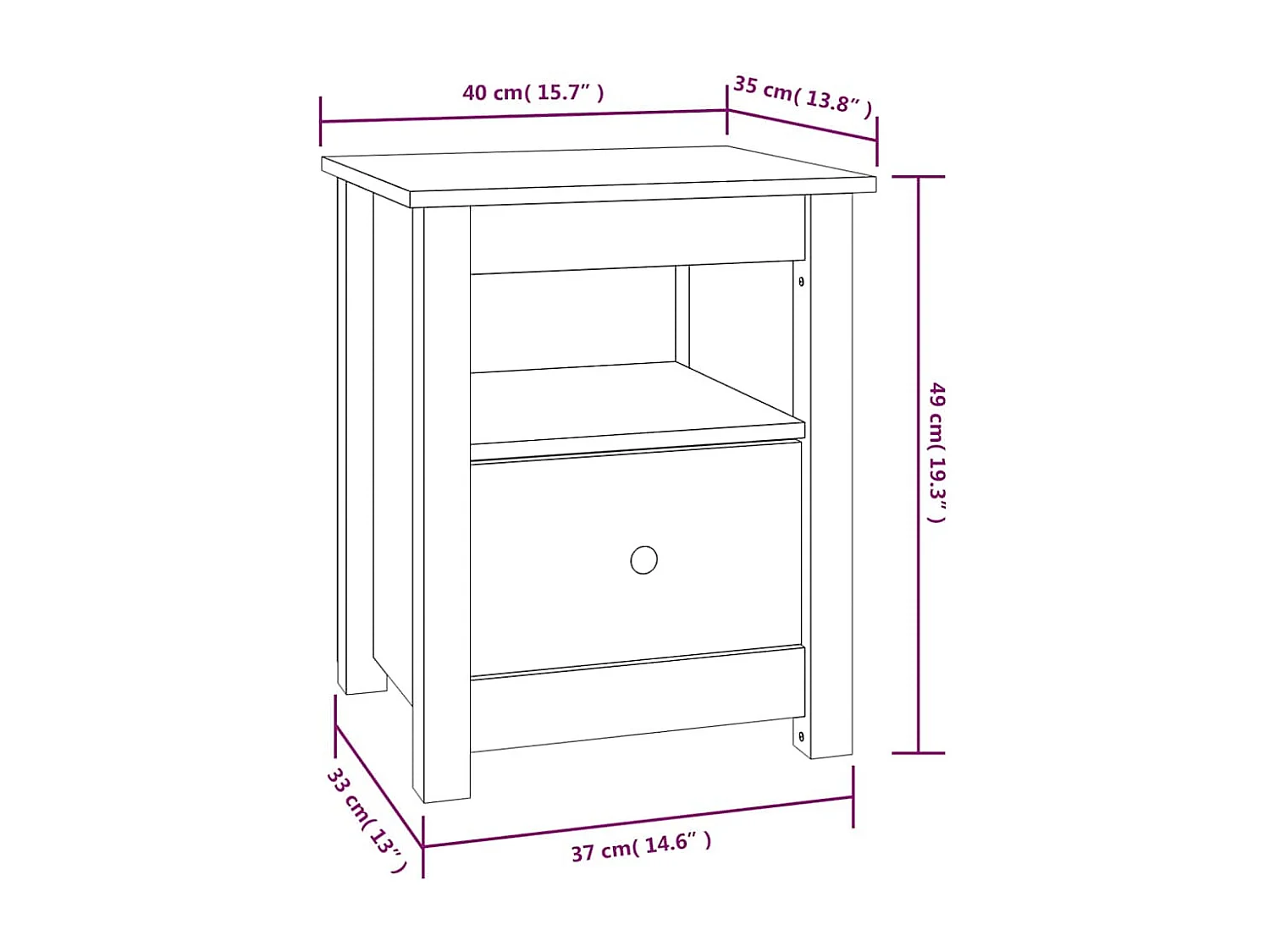 Aldino  Nachttische 2 Stk. Honigbraun 40x35x49 cm Massivholz Kiefer