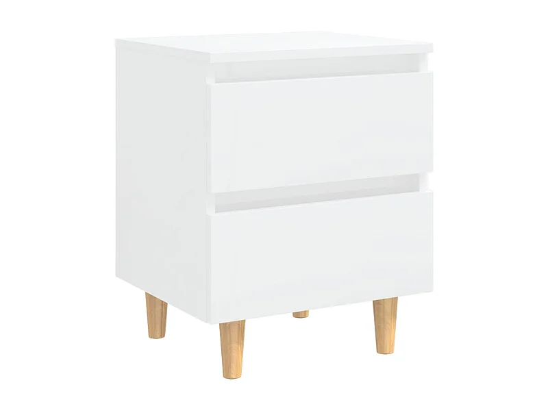 Kutztown  Comodino con Gambe in Pino Massello Bianco Laccato 40x35x50 cm