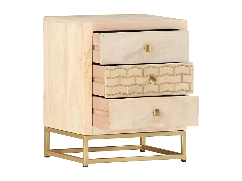 Garden Furniture -  Nachttisch Golden 40x30x50 cm Massivholz Mango