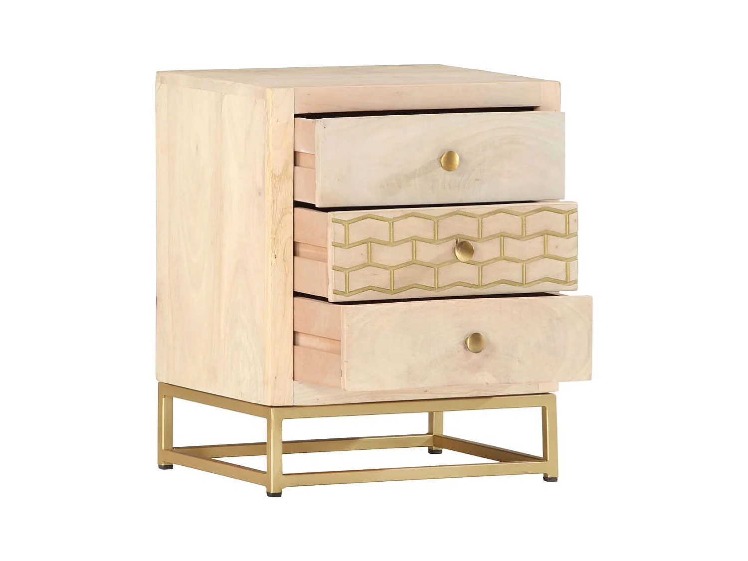 Garden Furniture -  Comodino Oro 40x30x50 cm in Legno Massello di Mango