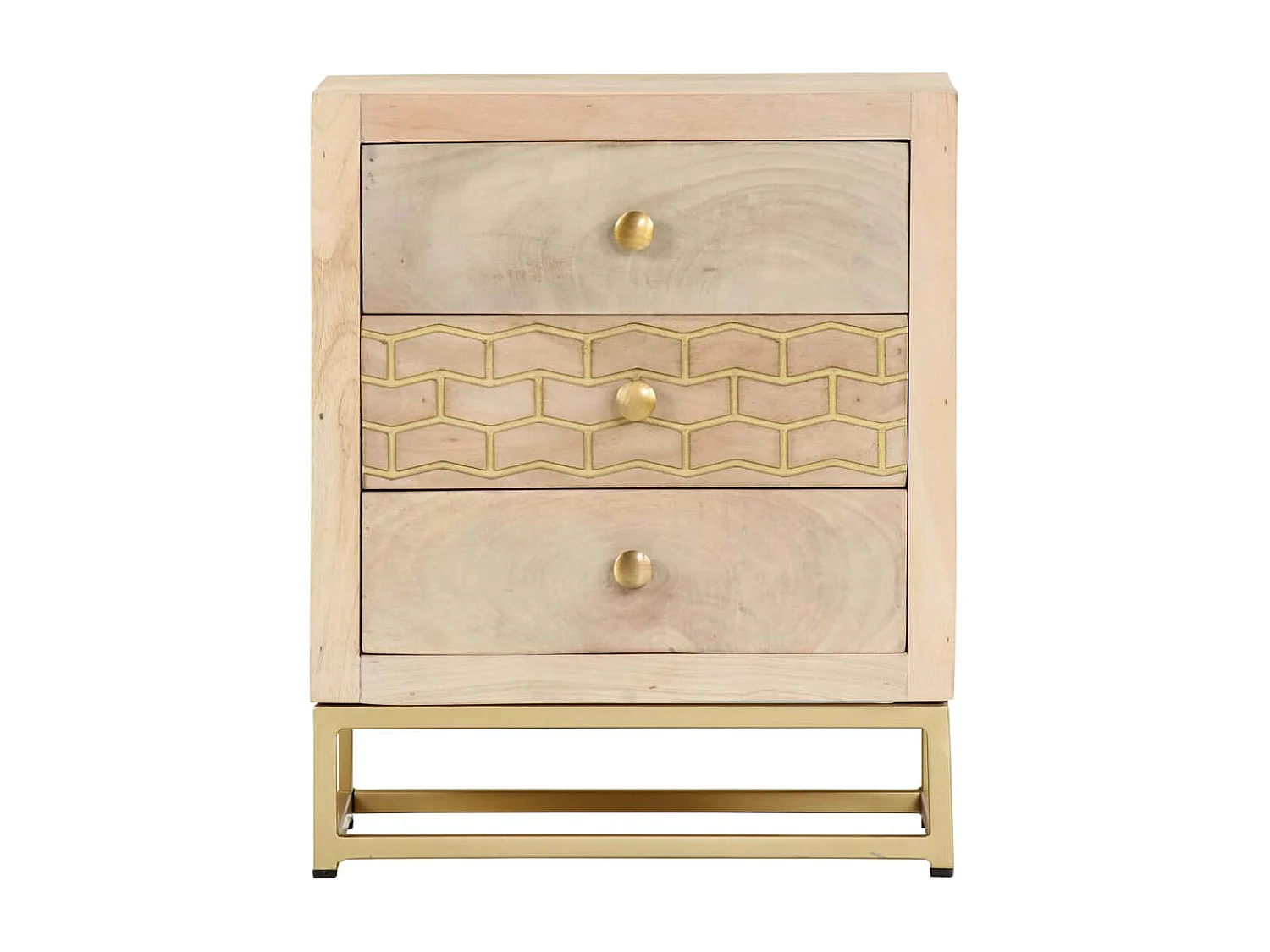 Garden Furniture -  Comodino Oro 40x30x50 cm in Legno Massello di Mango