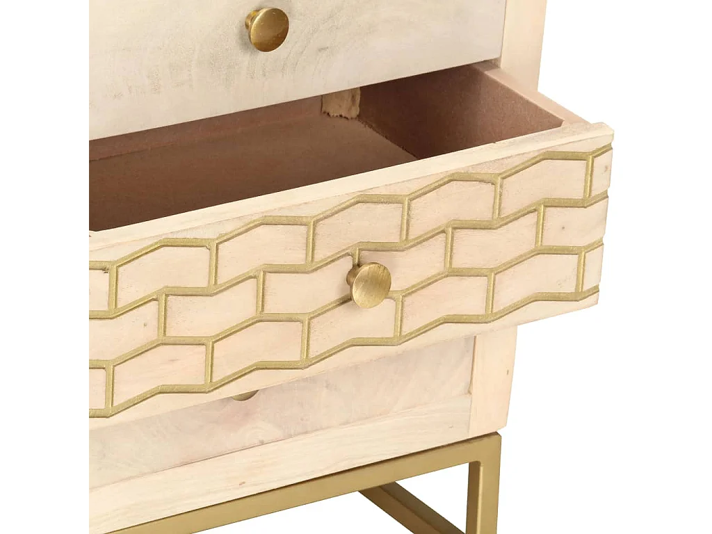 Garden Furniture -  Comodino Oro 40x30x50 cm in Legno Massello di Mango