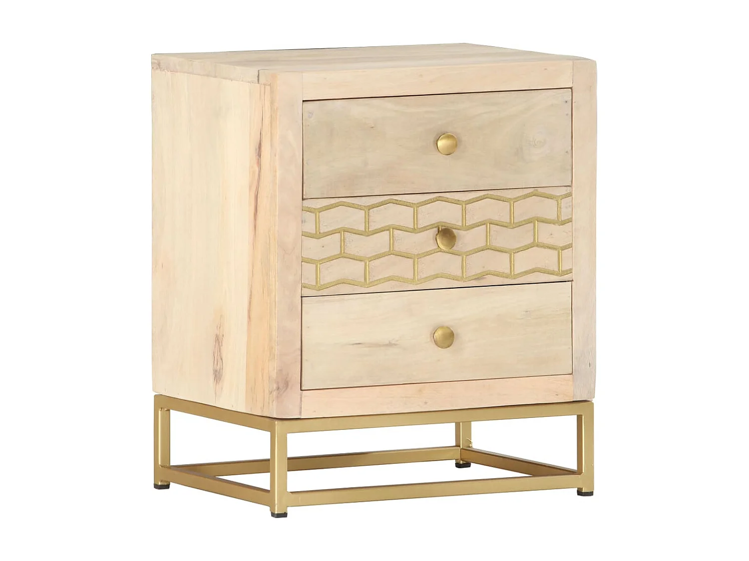 Garden Furniture -  Comodino Oro 40x30x50 cm in Legno Massello di Mango