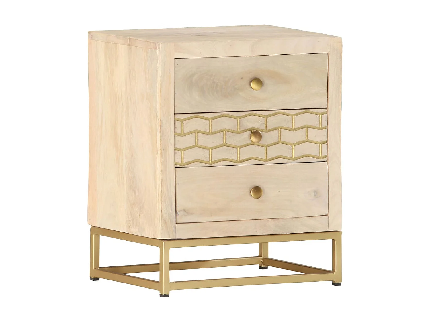 Garden Furniture -  Comodino Oro 40x30x50 cm in Legno Massello di Mango