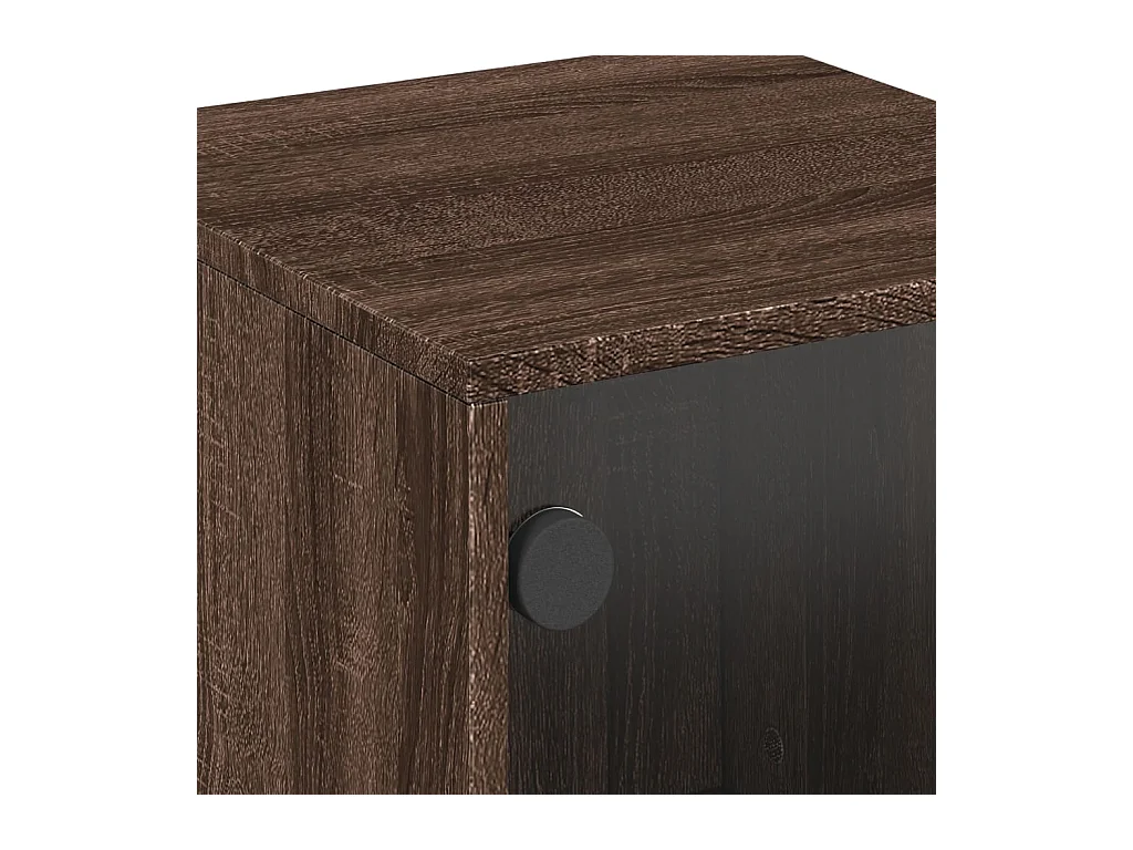 Brussels  Table de chevet avec porte en verre chêne marron 35x37x50 cm