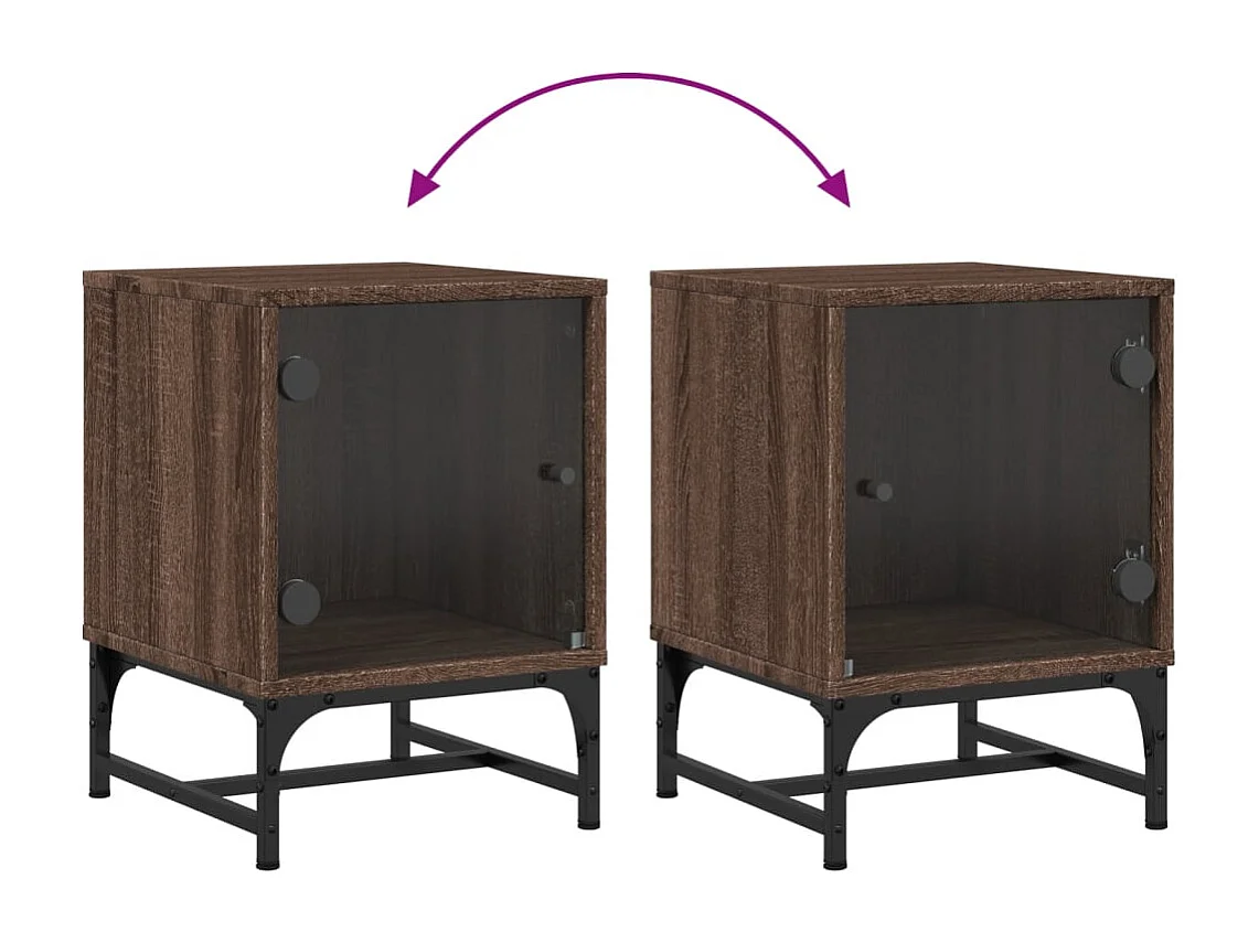 Brussels  Nachttisch mit Glastür Braun Eichen-Optik 35x37x50 cm