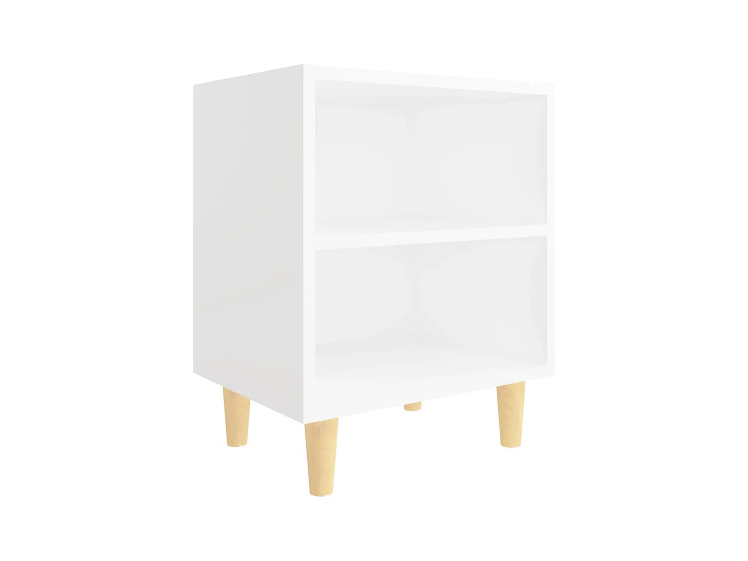 Haugesund  Table de chevet avec pieds en bois massif Blanc 40x30x50 cm