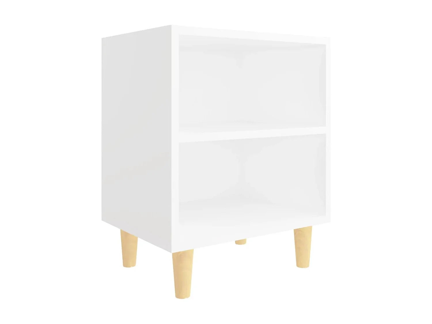 Haugesund  Table de chevet avec pieds en bois massif Blanc 40x30x50 cm