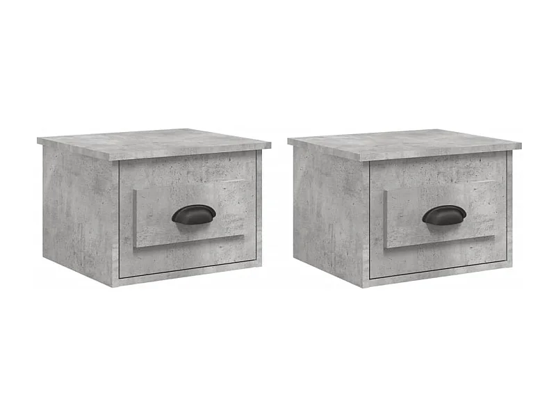 Boven-Leeuwen  Tables de chevet murales 2 pcs gris béton 41,5x36x28 cm