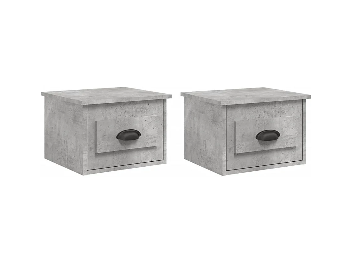 Boven-Leeuwen  Tables de chevet murales 2 pcs gris béton 41,5x36x28 cm