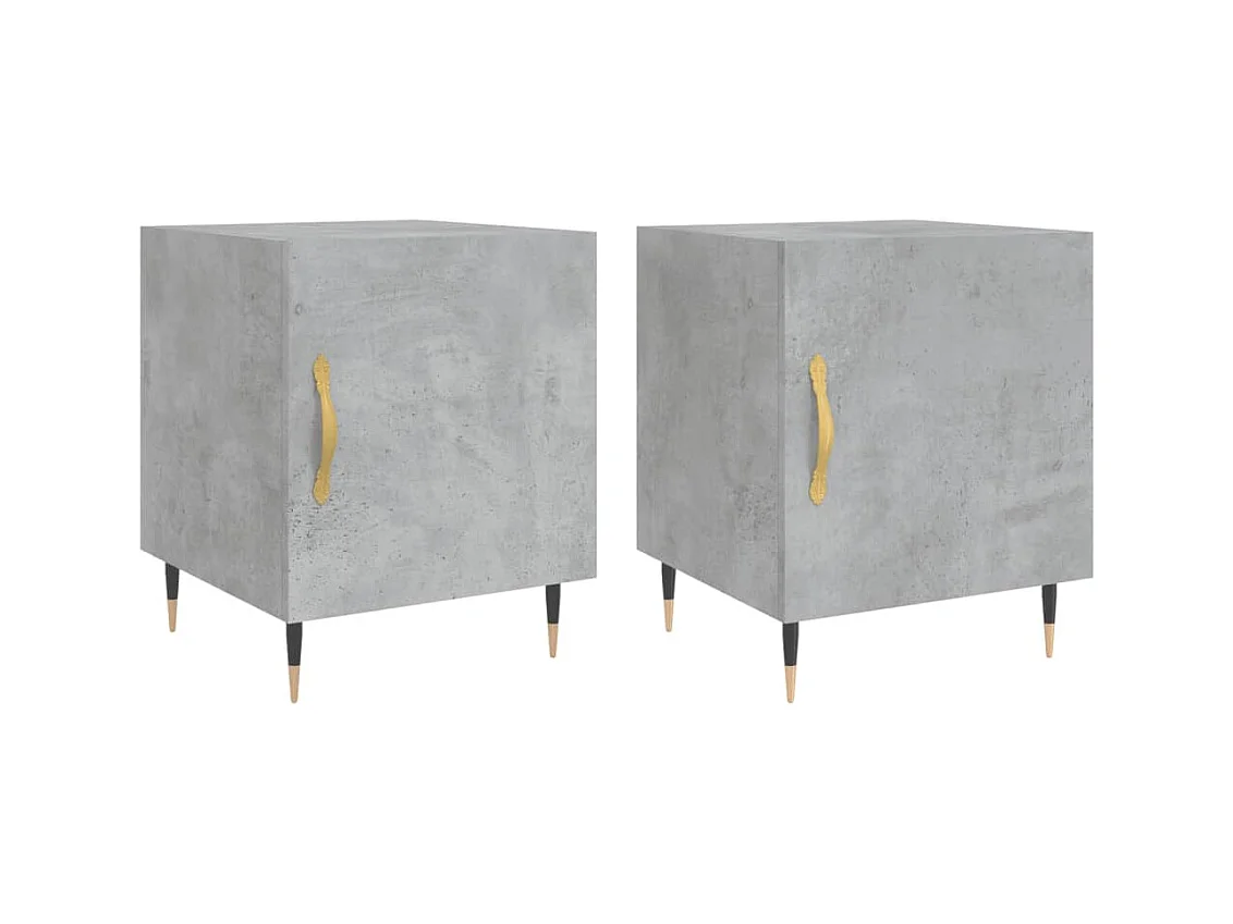 Hayke  Tables de chevet 2 pcs gris béton 40x40x50 cm bois d’ingénierie
