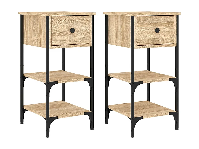 Jersey Shore  Nachtkastjes 2 st 34x36x70 cm bewerkt hout sonoma eikenkleurig