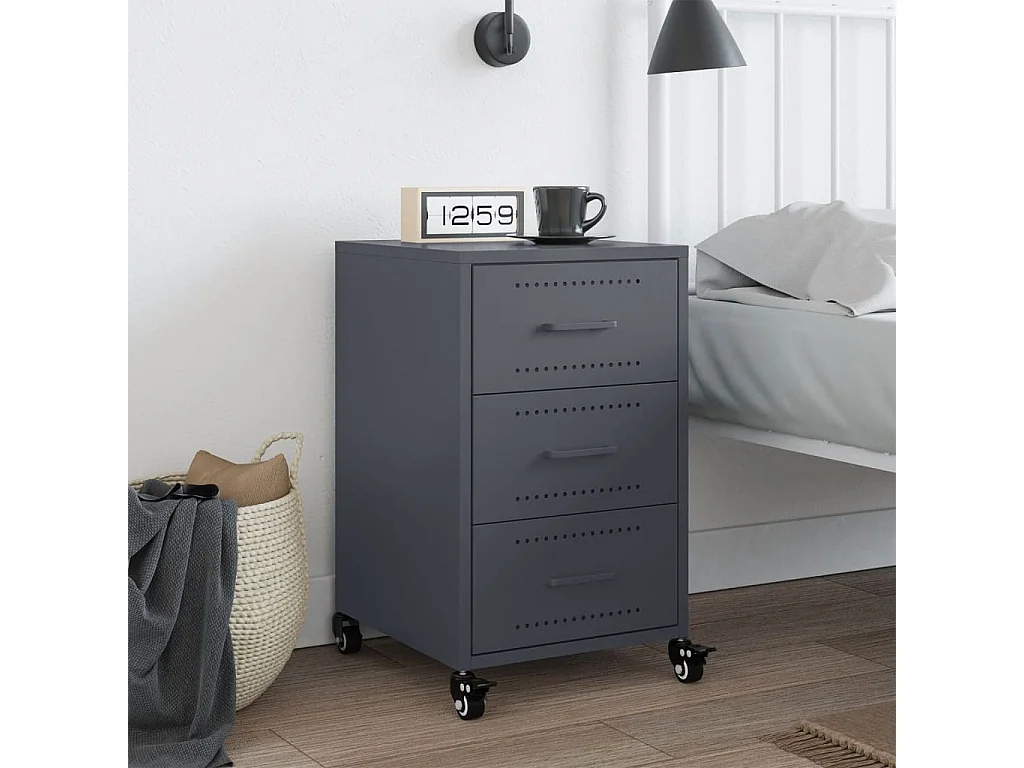 Elandir  Table de chevet anthracite 36x39x59 cm acier