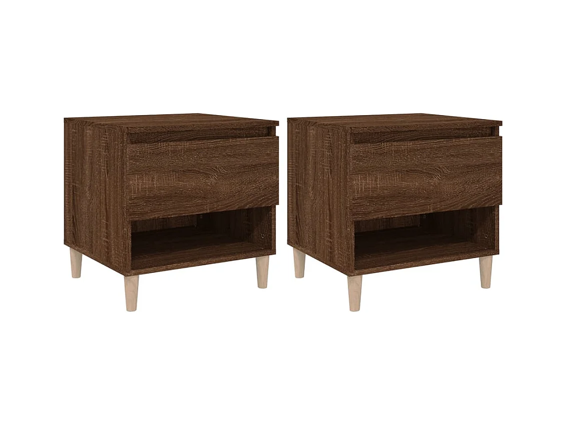 Galorn  Comodini 2 pz Rovere Marrone 50x46x50 cm in Legno Multistrato