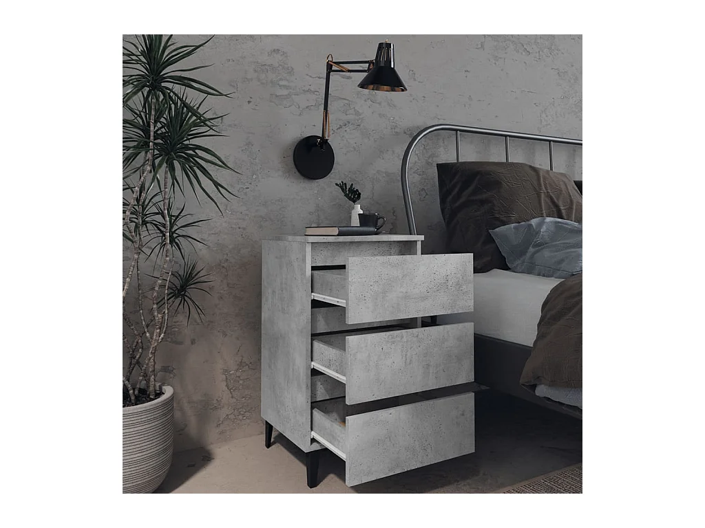 Artan  Table de chevet avec pieds en métal gris béton 40x35x69 cm