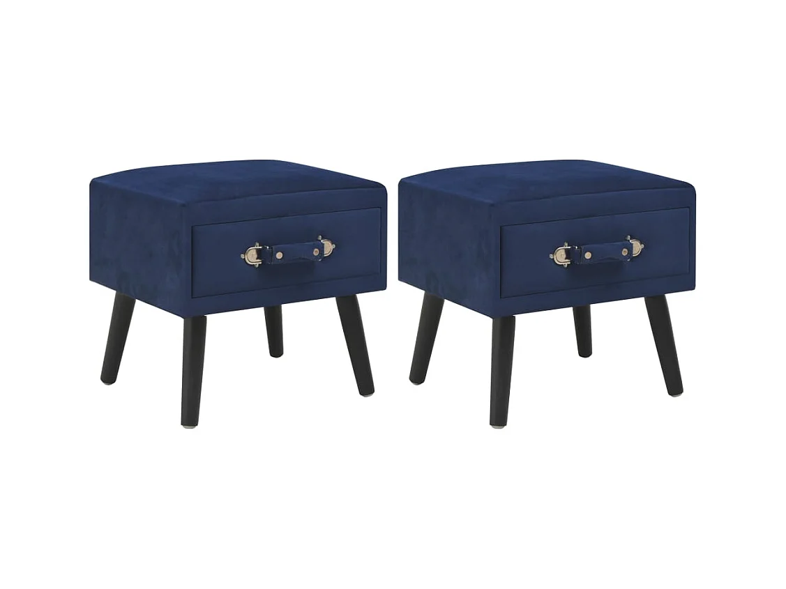 Dorien  Tables de chevet 2 pcs Bleu 40x35x40 cm Velours