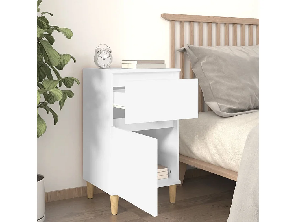 Bellevue  Tables de chevet 2 pcs blanc 40x35x70 cm