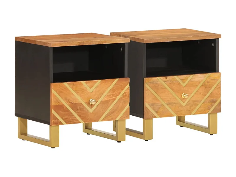 Ilari  Tables de chevet 2 pcs marron et noir bois de manguier solide
