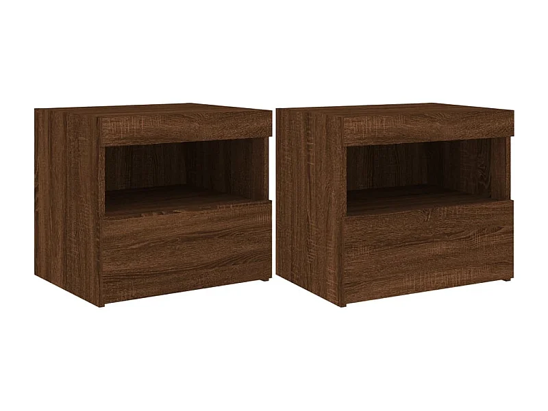 Bishop  Tables de chevet et lumières LED 2 pcs chêne marron 50x40x45 cm