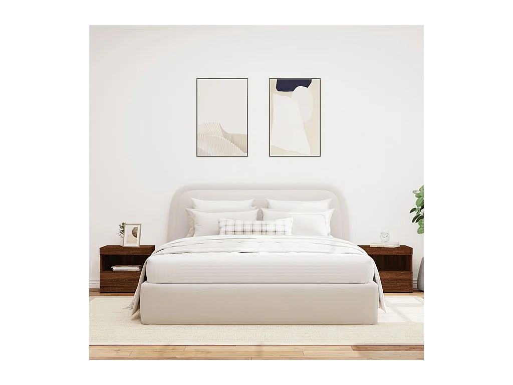 Bishop  Tables de chevet et lumières LED 2 pcs chêne marron 50x40x45 cm