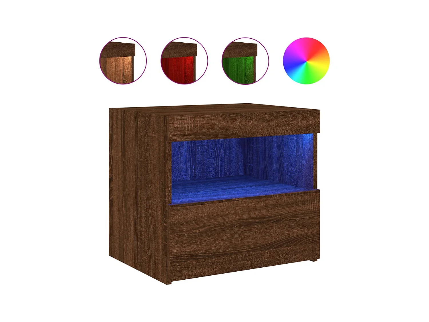 Bishop  Tables de chevet et lumières LED 2 pcs chêne marron 50x40x45 cm