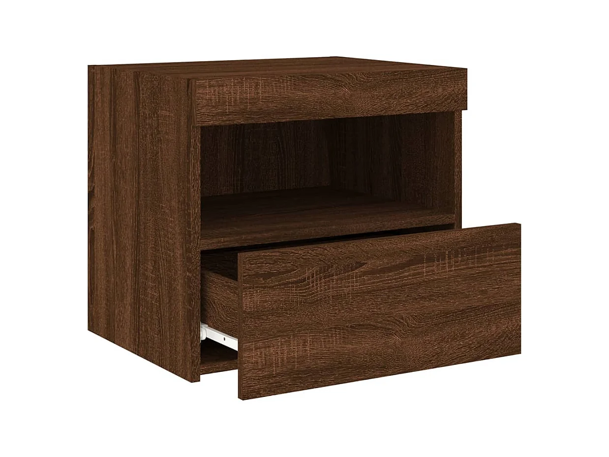 Bishop  Tables de chevet et lumières LED 2 pcs chêne marron 50x40x45 cm