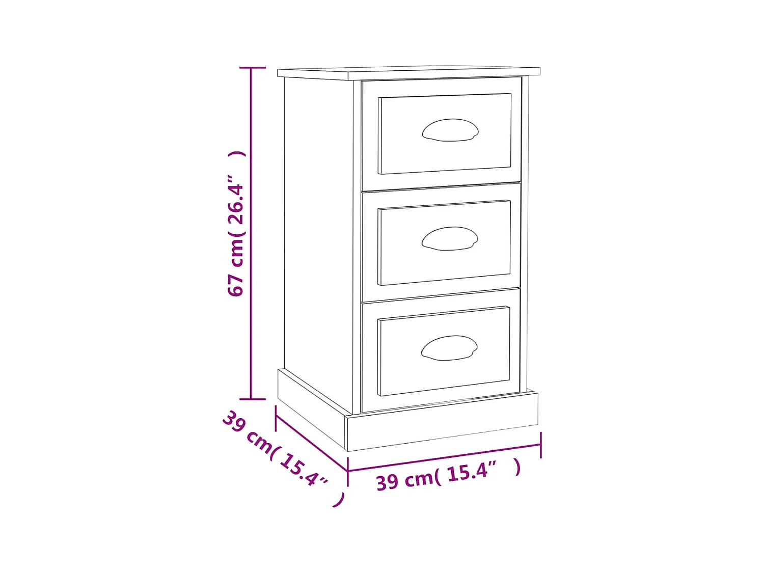Inge  Table de chevet chêne sonoma 39x39x67 cm bois d'ingénierie