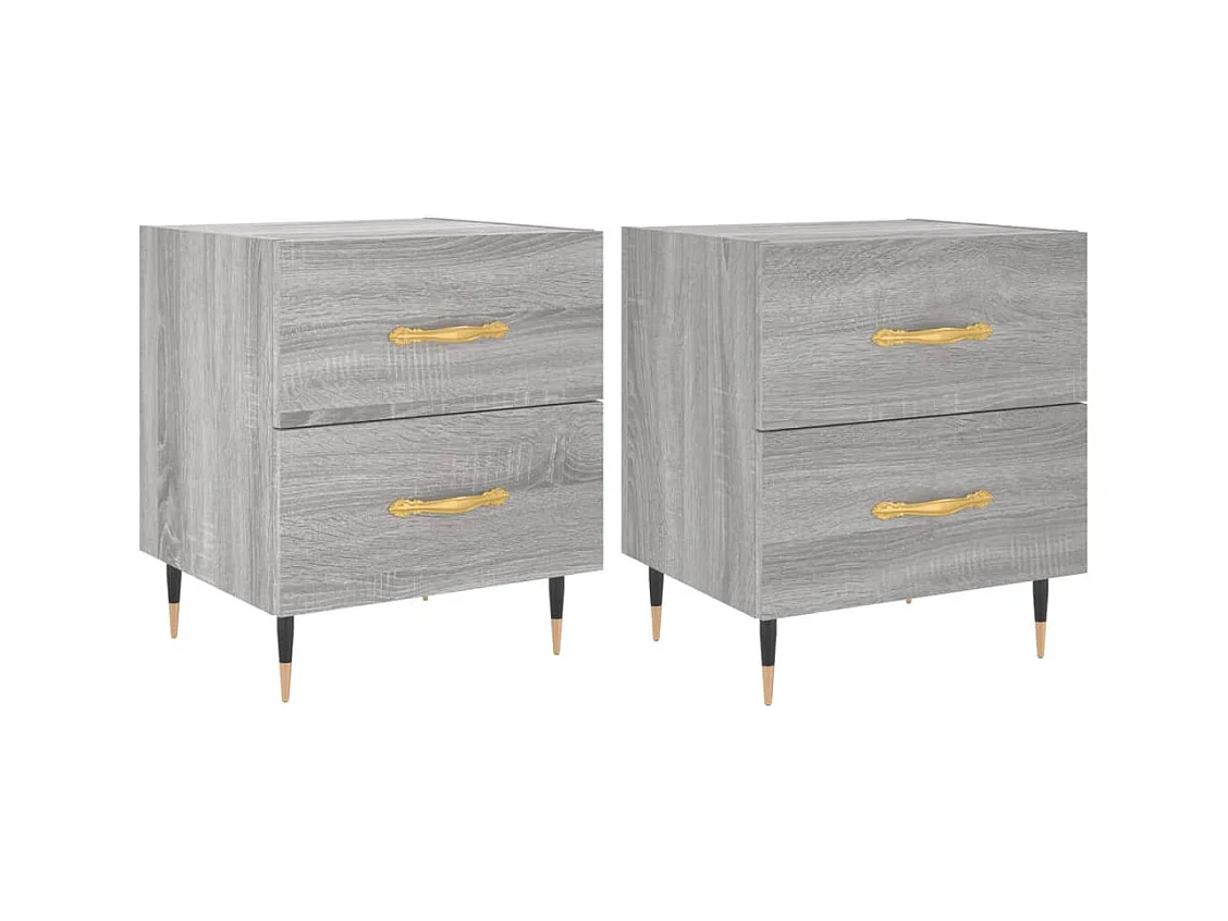Leidir  Tables de chevet 2 pcs sonoma gris 40x35x47,5 cm