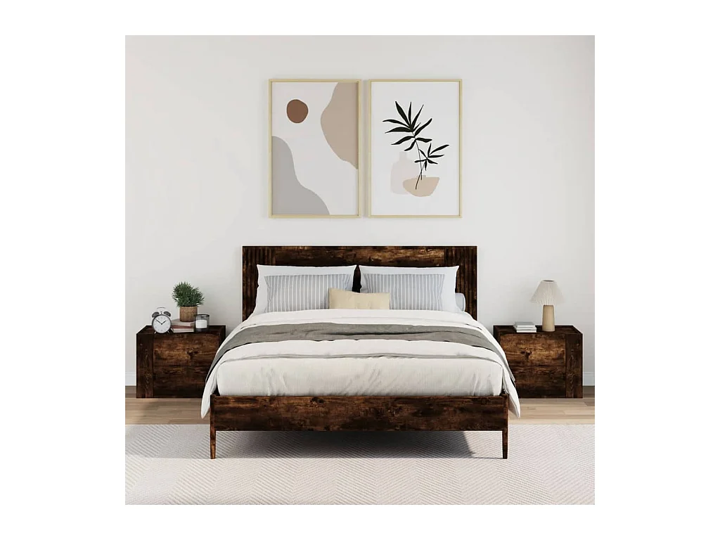 Dayton  Tables de chevet murales 2 pcs chêne fumé 45x30x35 cm